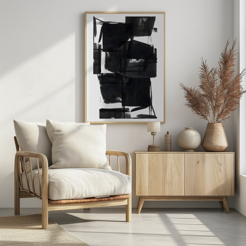 Abstrakte Komposition in Schwarzweiß Nr. 8 | Poster