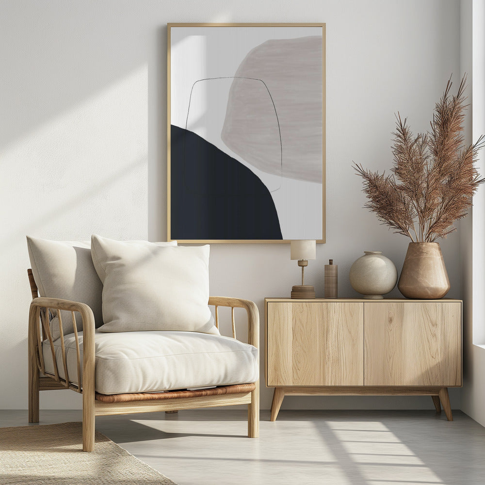 Abstraktes Kunstwerk in sanften Beige- und Brauntönen | Poster