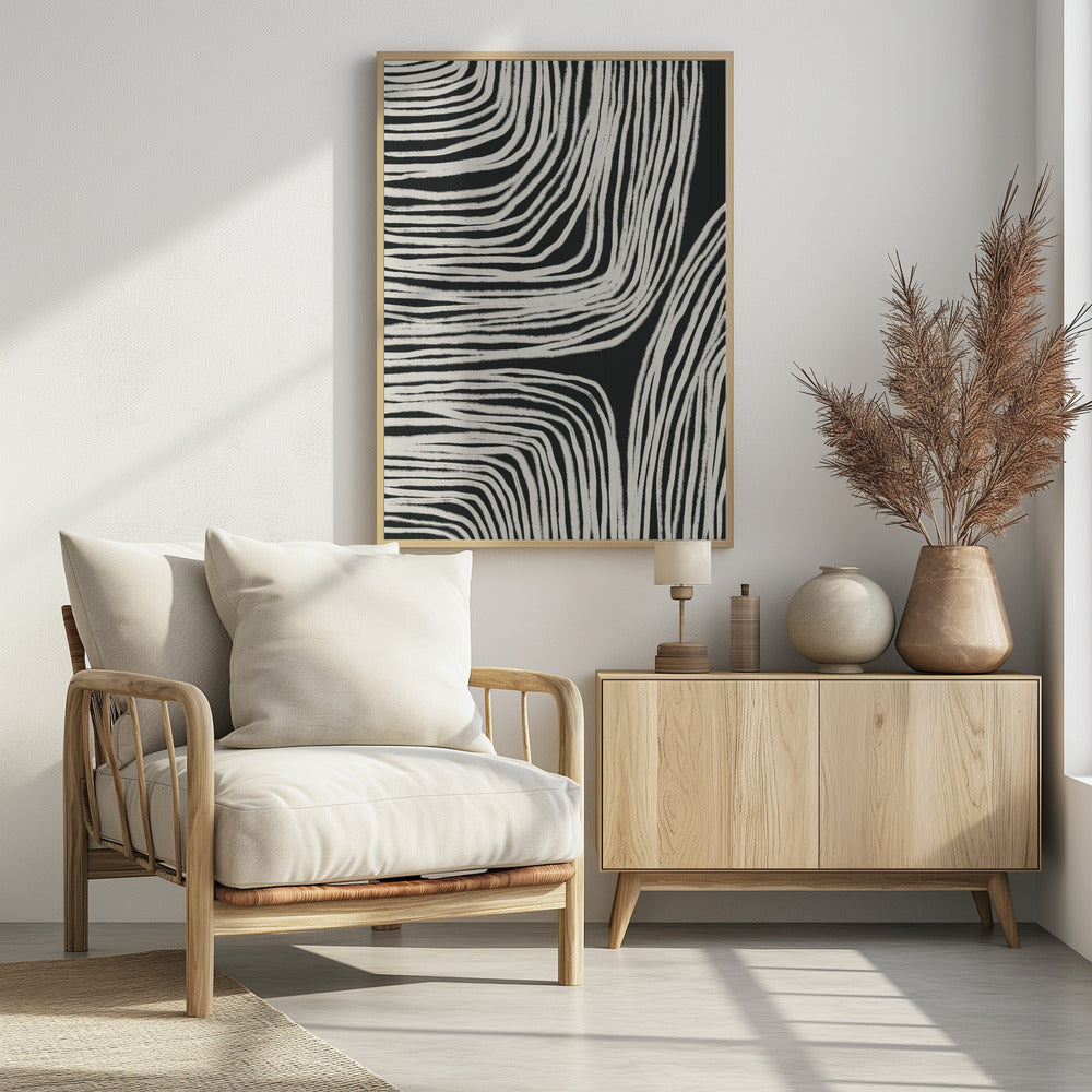 Monochrome organische Wellenlinien | Poster