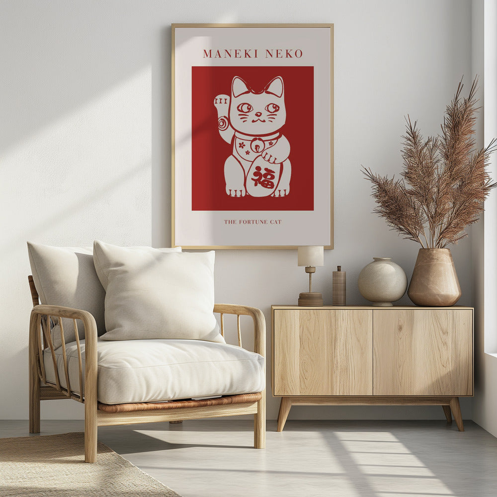 Maneki-Neko Katze Rot | Poster