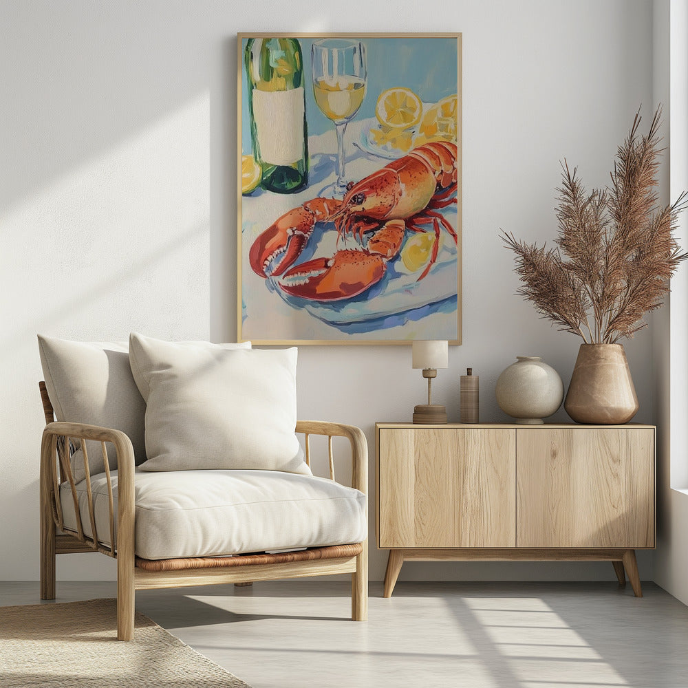 Stillleben mit Hummer und Wein | Poster
