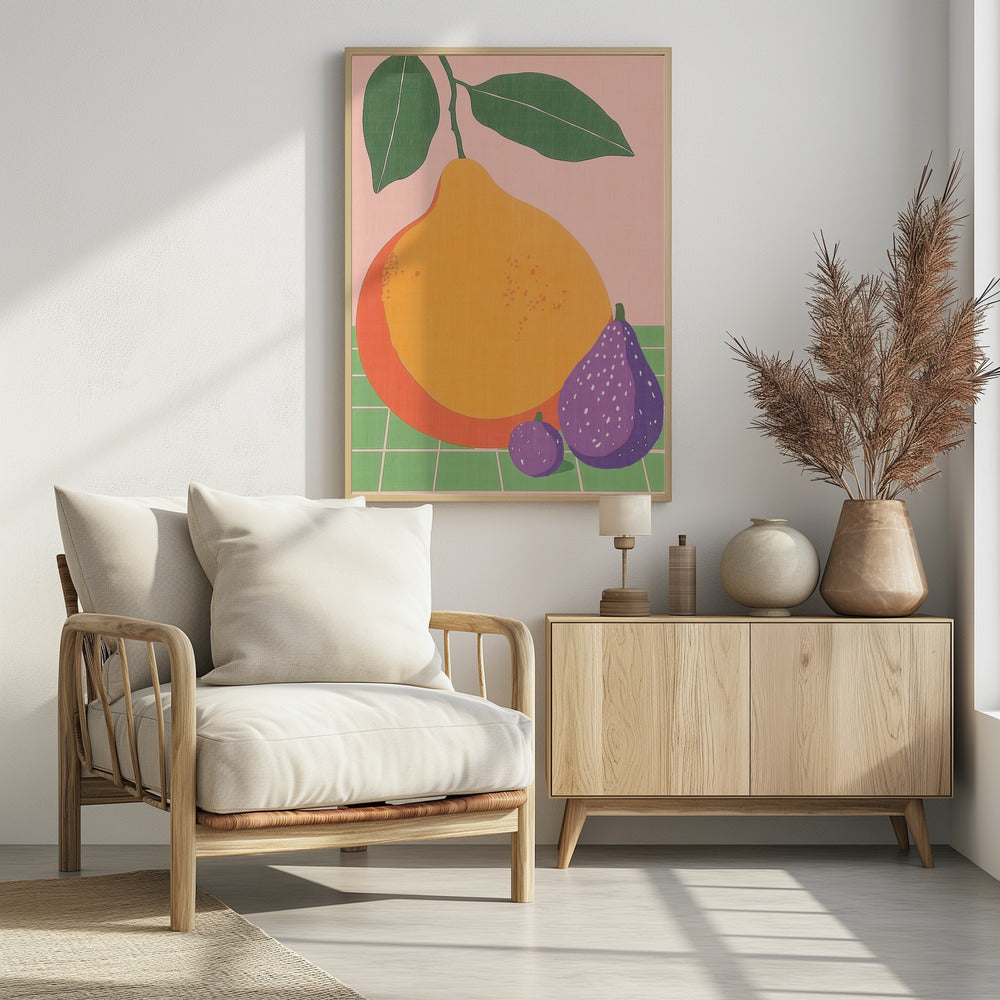 Obstillustration Birne und Feigen | Poster