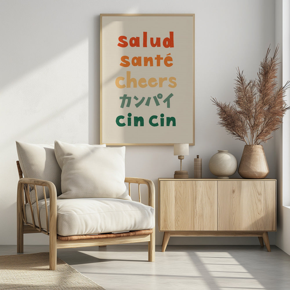 Prost Typografie - Salud Santé Prost Kanpai Cin cin | Poster