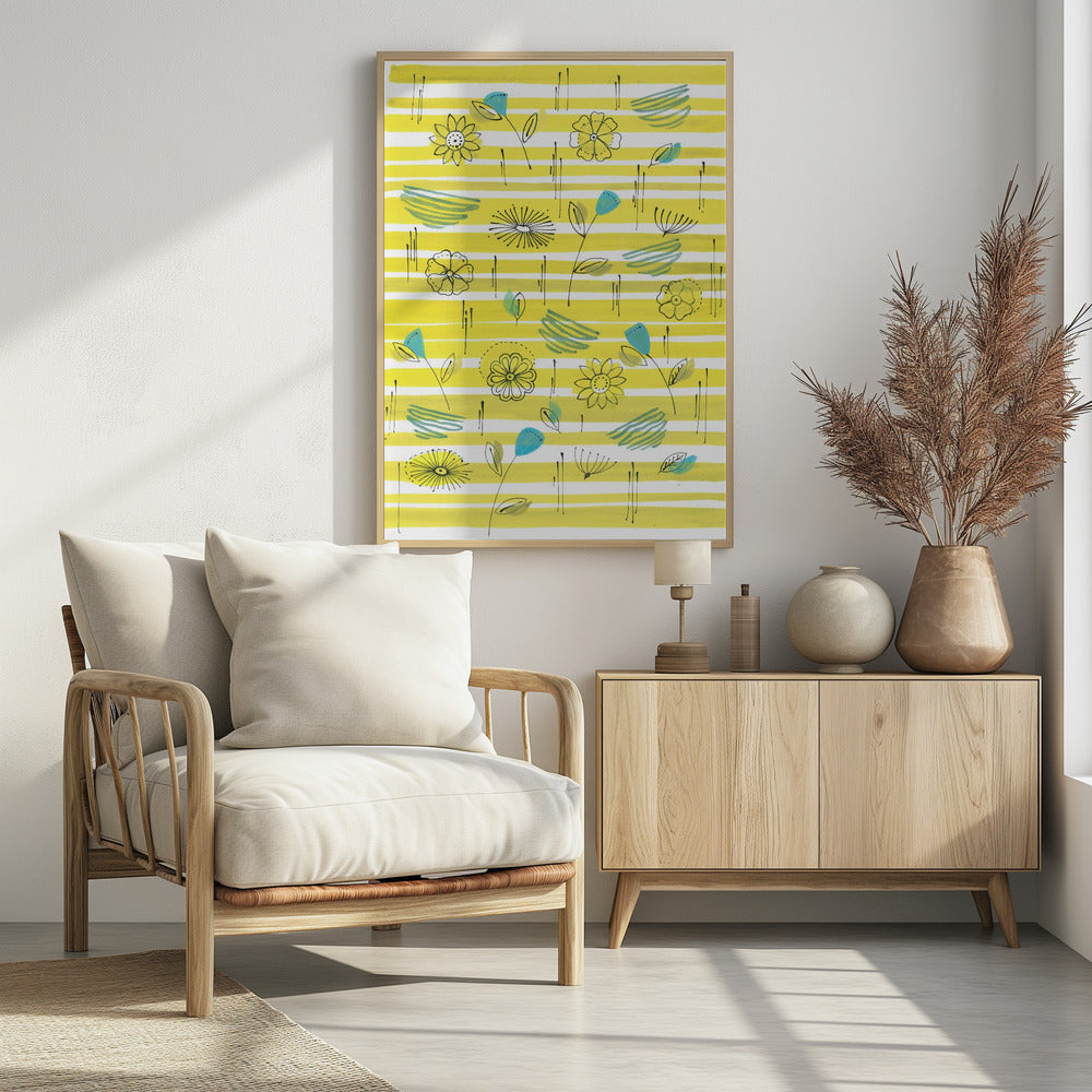 Streifen und Blumen | Poster