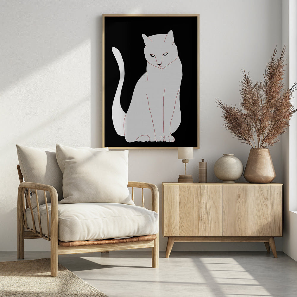Weiße und schwarze Katze | Poster