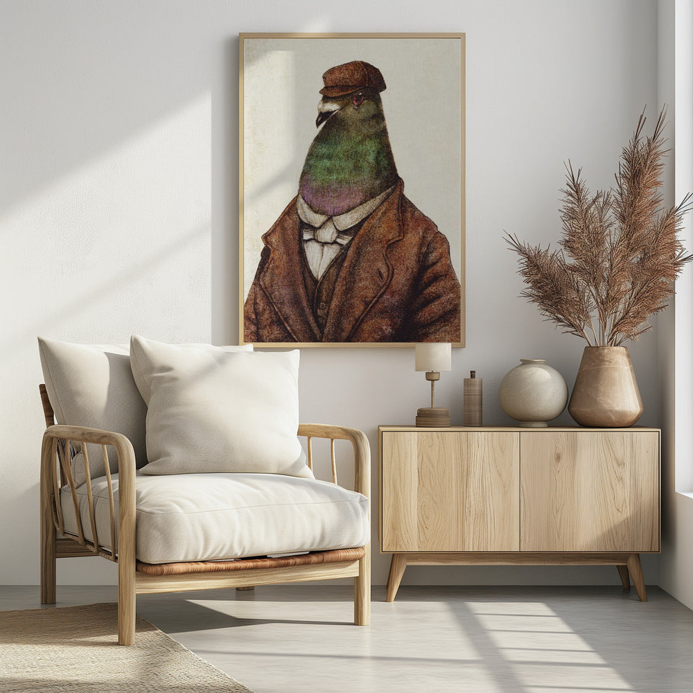 Taube in Vintage-Kleidung | Poster