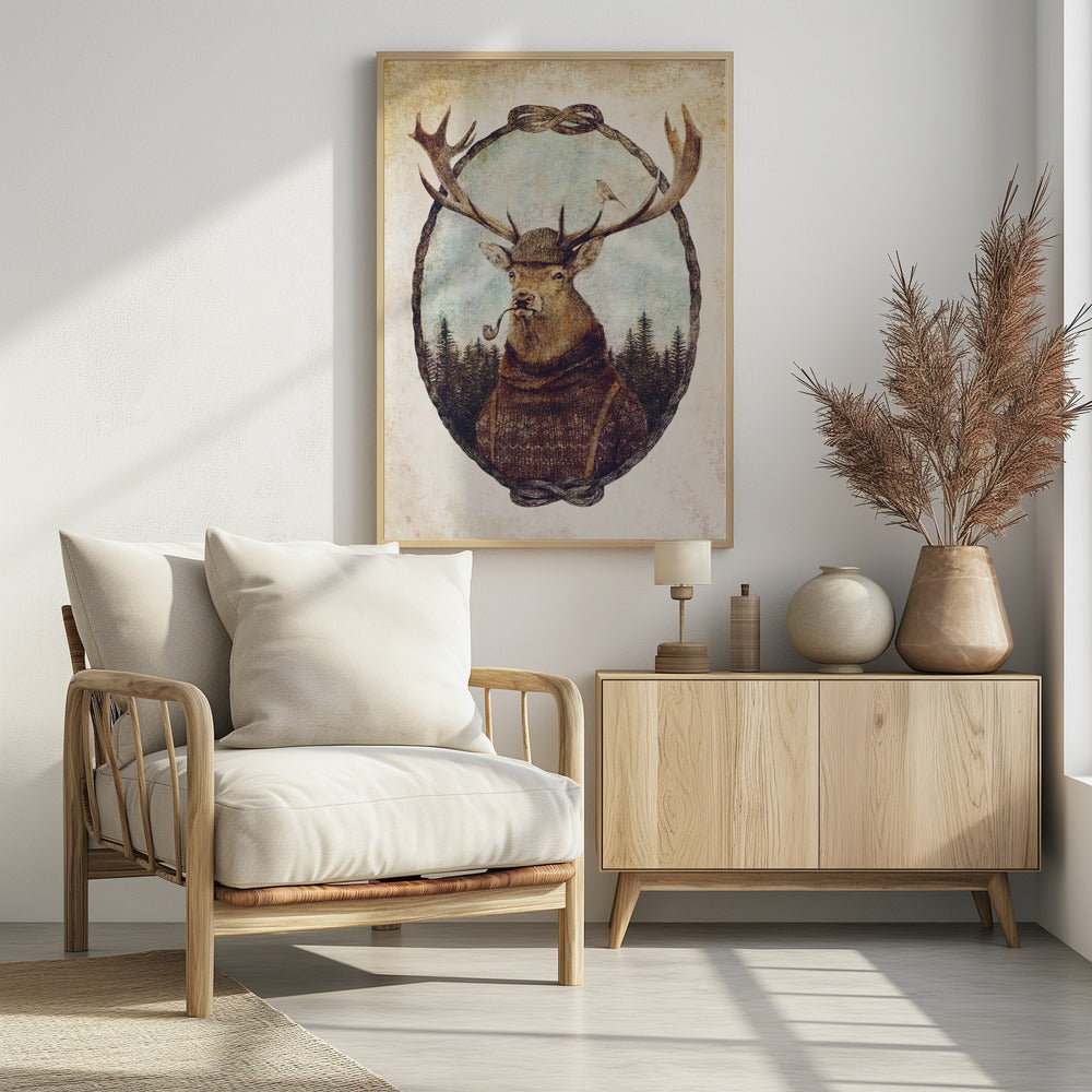 Hirsch in gemütlicher Kleidung | Poster