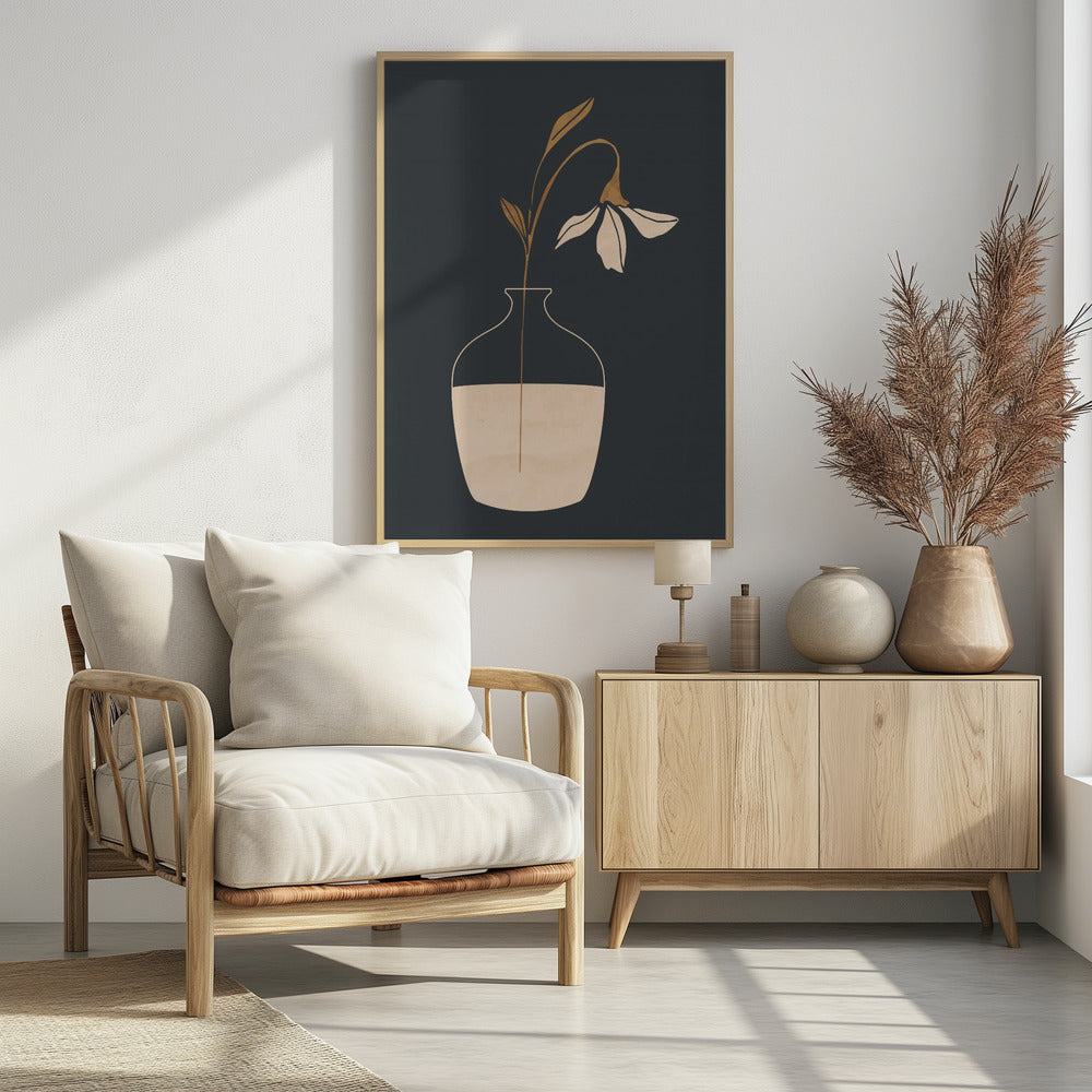 Minimalistische abstrakte Kunstvase mit Blumen | Poster