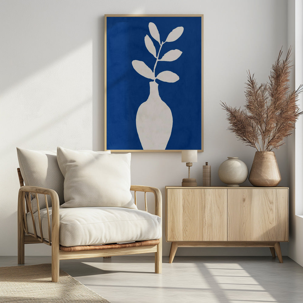 Weiße Vase und Blätter | Poster