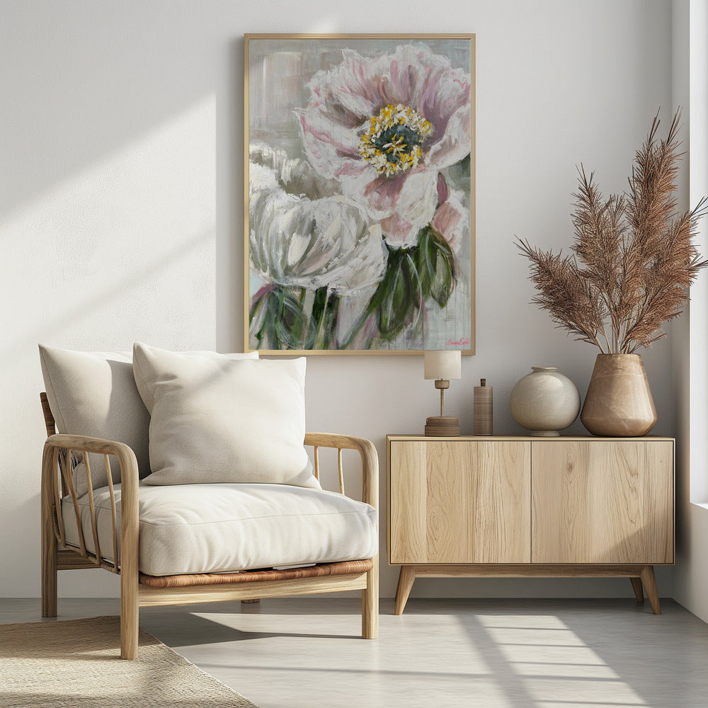 Zarte weiße und rosa Blumen | Poster