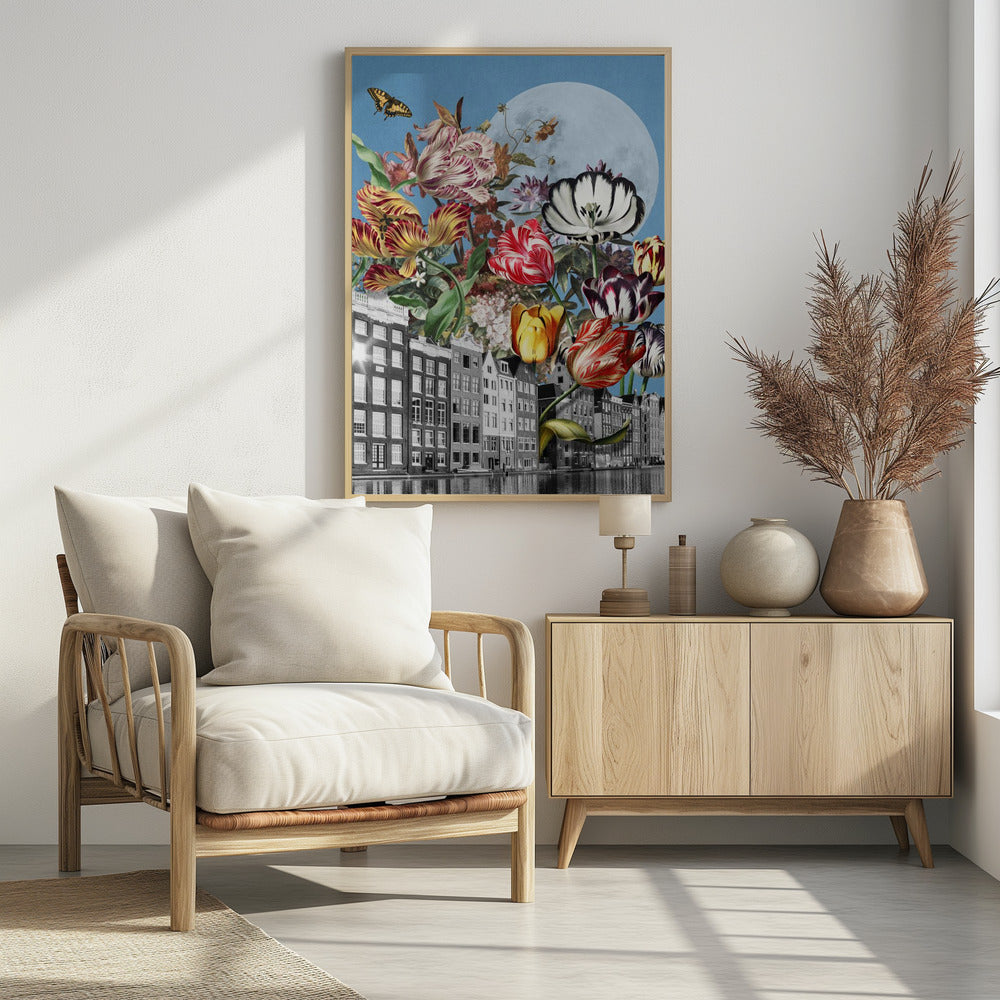 Lebendige Tulpen und komplizierte Schmetterlinge | Poster