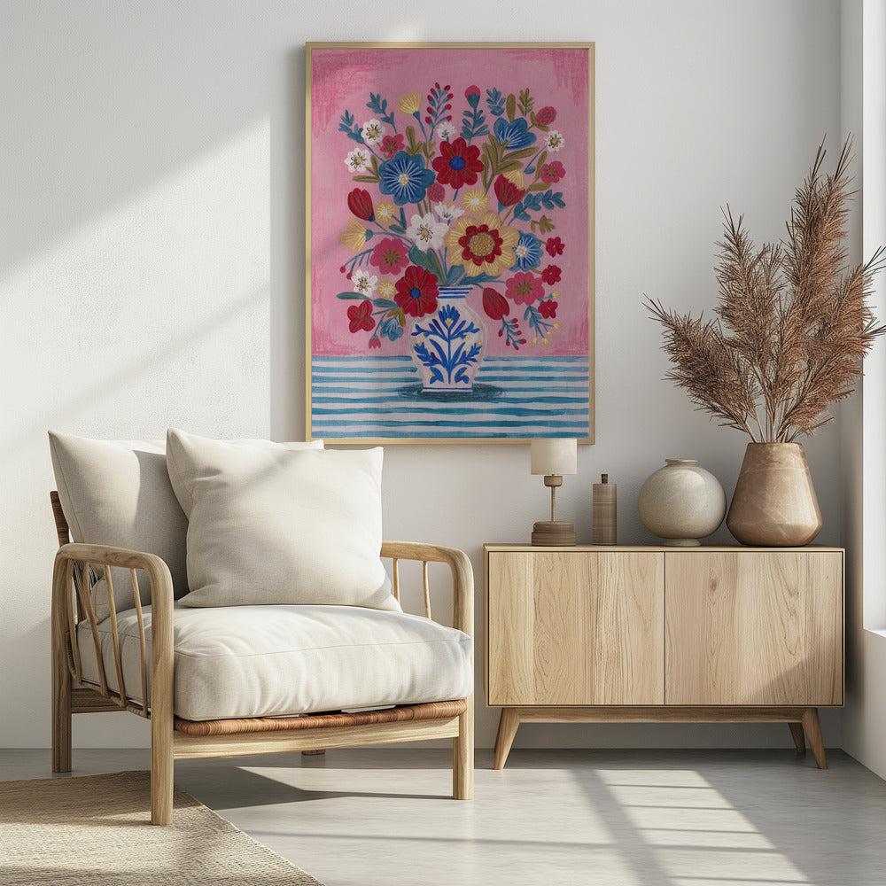 Vase mit üppigem Blumenstillleben | Poster