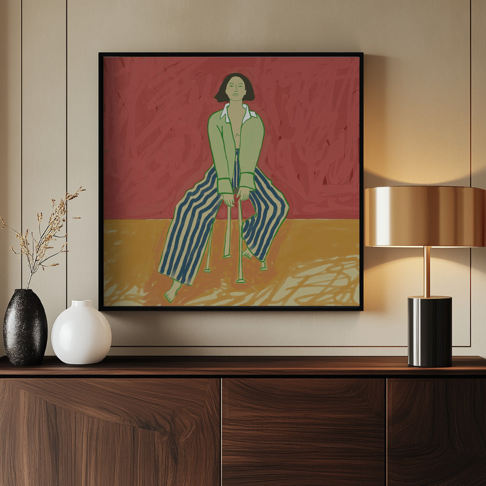 Frau auf Hocker | Poster
