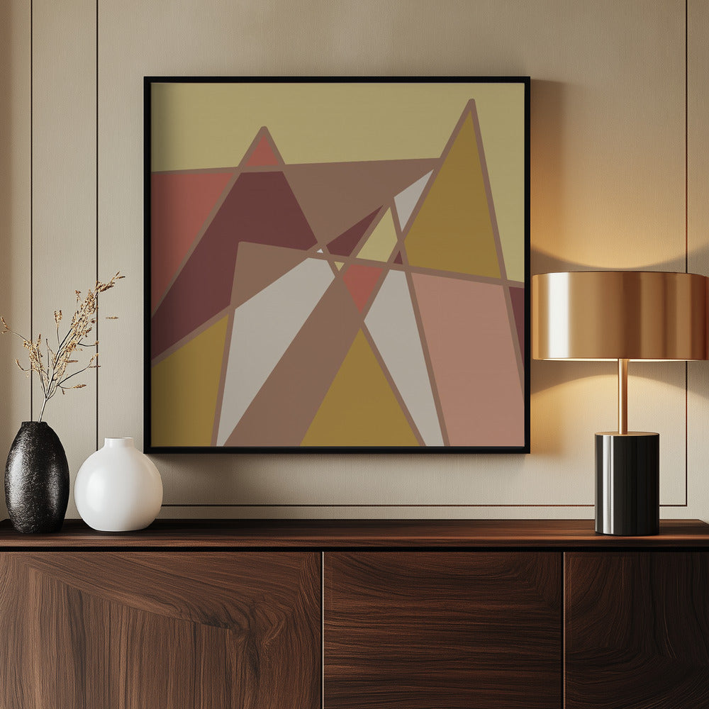 Goldene abstrakte Berge | Poster