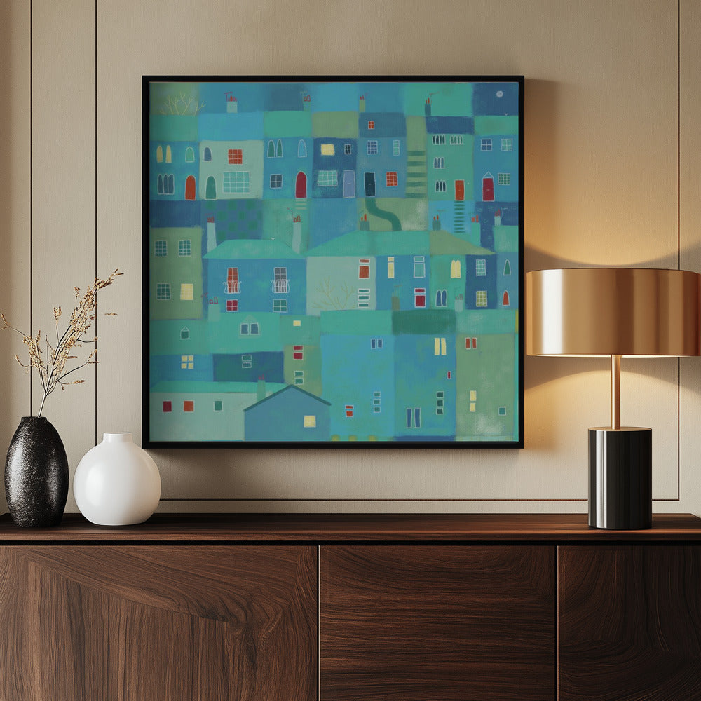 Blue Town From The Steps | Poster