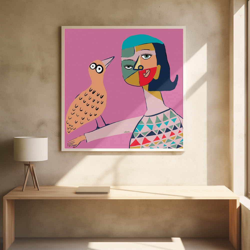 Dame mit Vogel | Poster