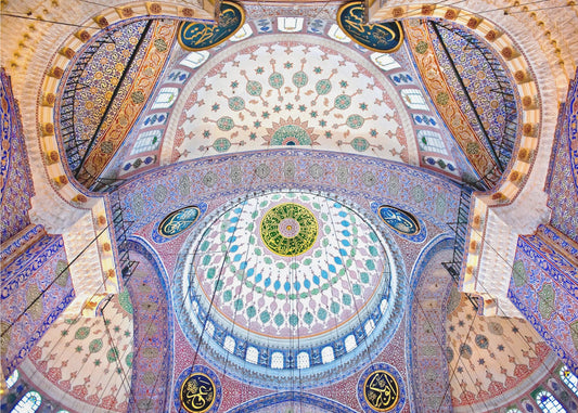 Die Blaue Moschee – Die Sultan-Ahmed-Moschee. Säulen und Hauptkuppeln. Istanbul. Türkei © Nora de Ang | Poster