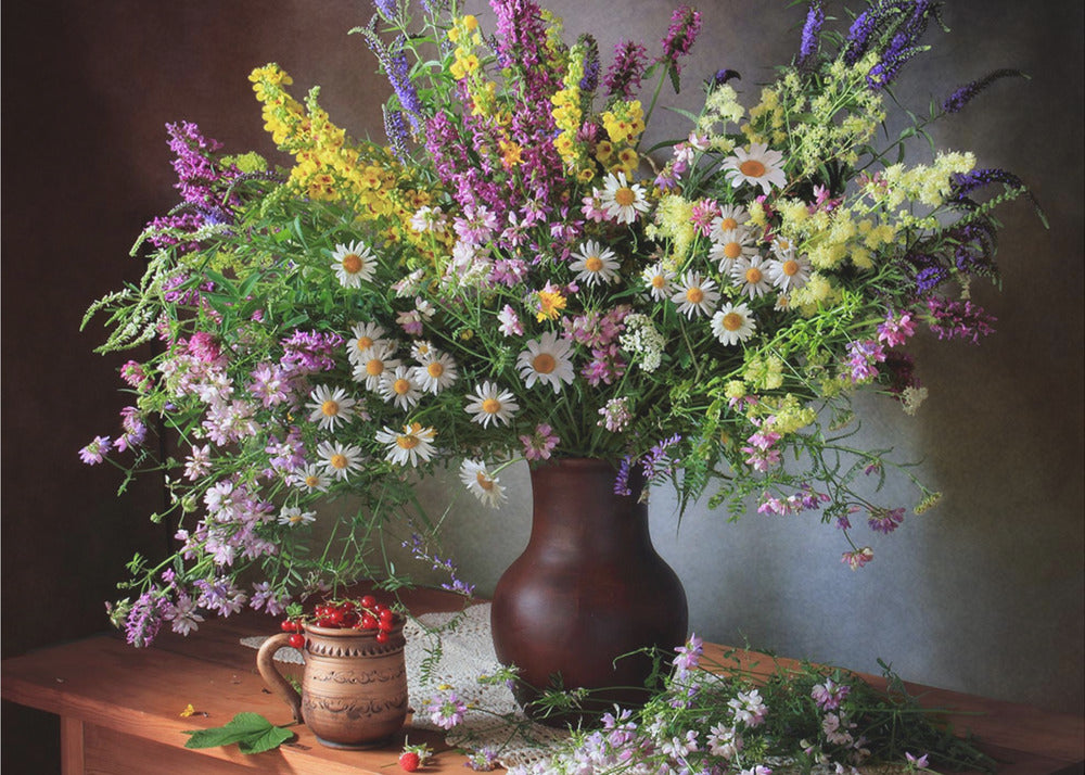 Stillleben mit Wildblumen und Beeren | Poster