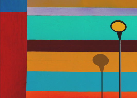 Lampe und gestreifte Wand | Leinwand