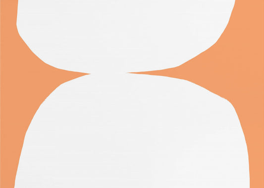Geometrische weiße Formen auf orangefarbenem Hintergrund | Tapete