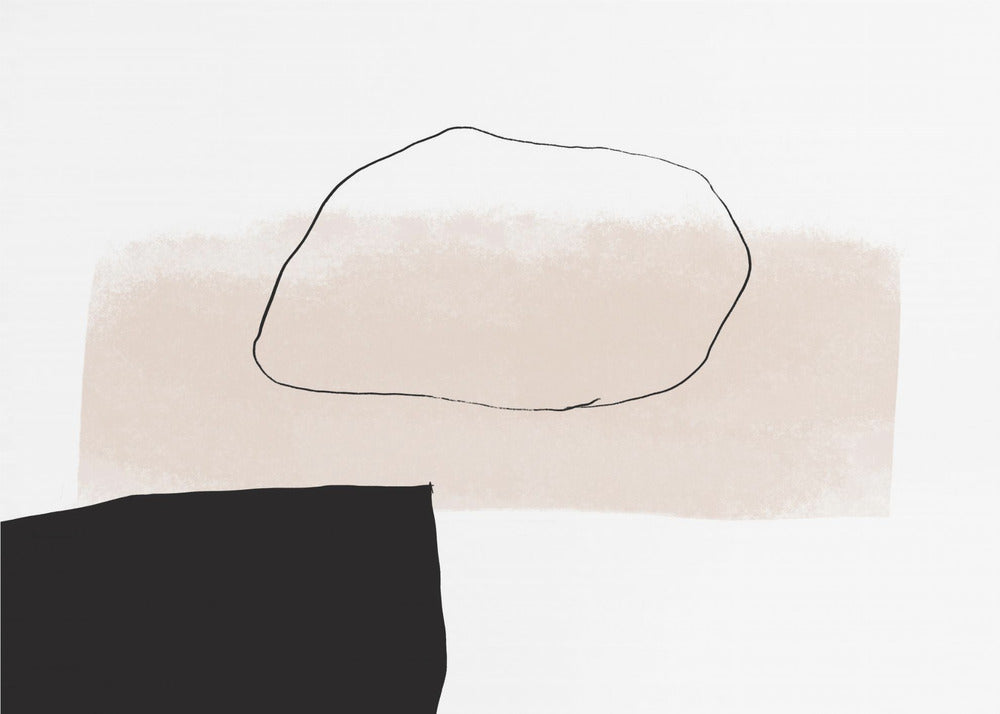 Beige Form und schwarzer Block | Tapete