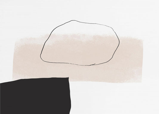 Beige Form und schwarzer Block | Tapete