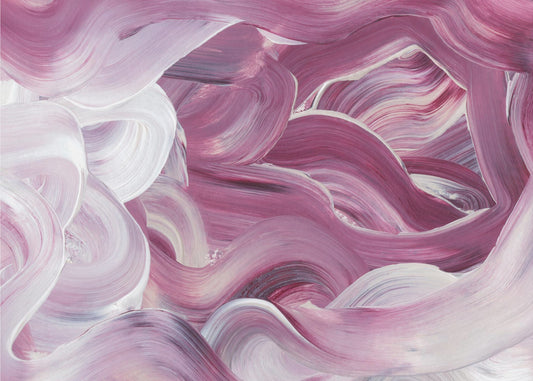 Ausdrucksstarke rosa und weiße Pinselstriche | Leinwand