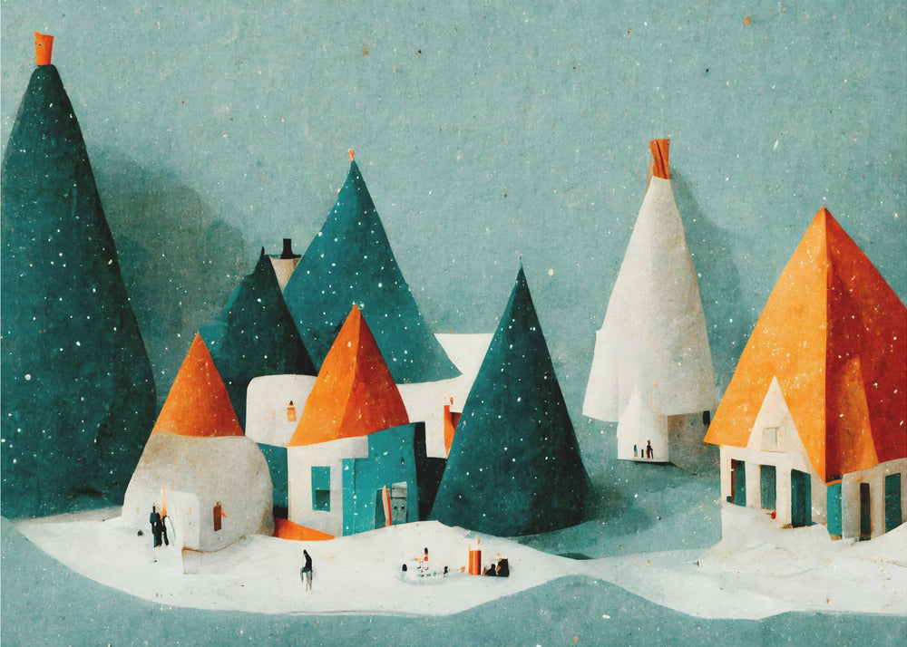 Cute Paper Village | Canvas