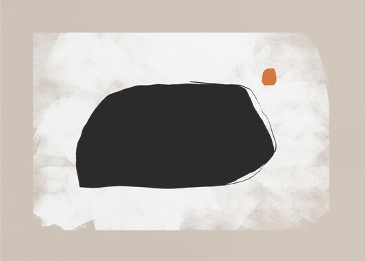 Black Shape On A Textured Beige Background | Poster