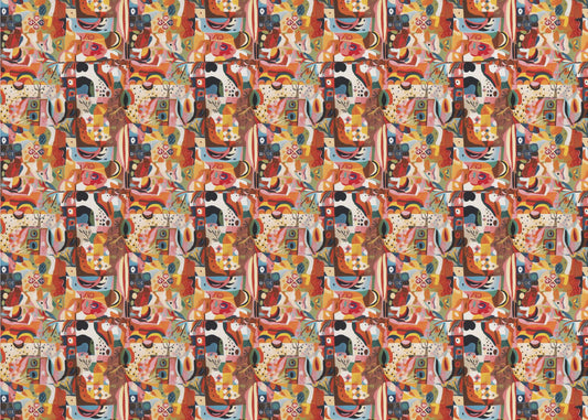 Lebendiger Mosaikfluss | Leinwand