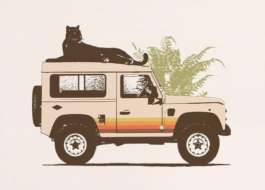 Schwarzer Panther auf Auto | Leinwand