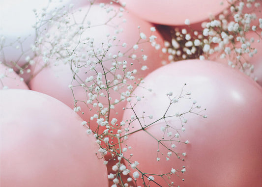 Rosa Luftballons mit Blume | Tapete