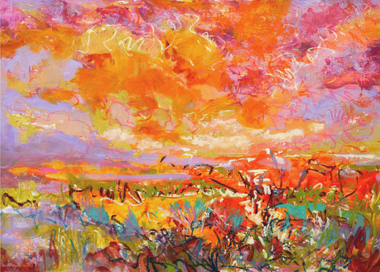 Fiery Sunset Fields | Poster