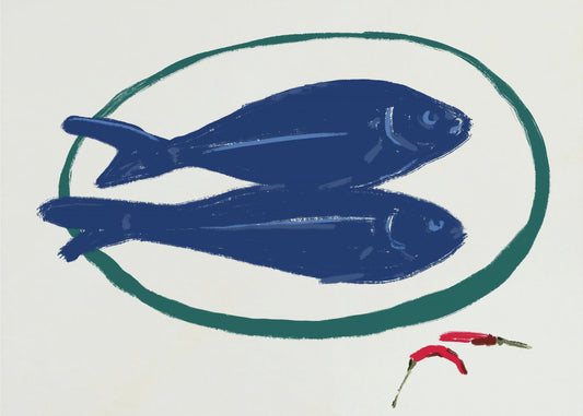 Blauer Fisch und Gewürze | Tapete