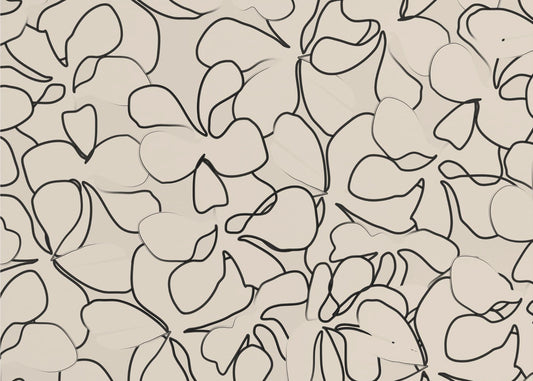 Elegante florale Linienkunst auf neutralem Hintergrund | Tapete