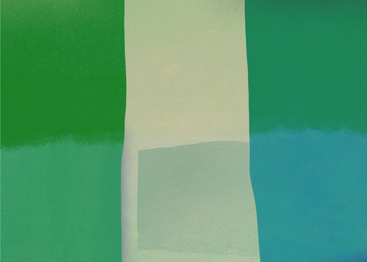 Minimalistische Komposition mit leuchtenden Grün- und Blautönen | Leinwand