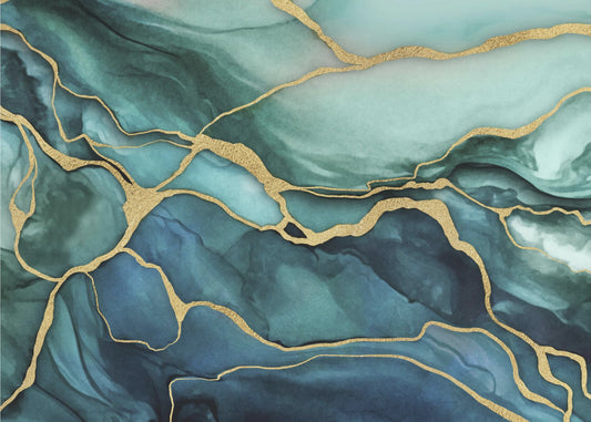 Marmor Eleganz Teal Gold | Poster