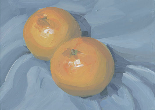Orangen auf Blau | Leinwand