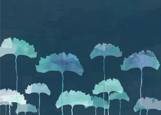 Blaue Blumen Silhouette | Poster