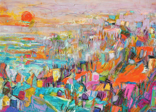 Insel in der untergehenden Sonne | Leinwand