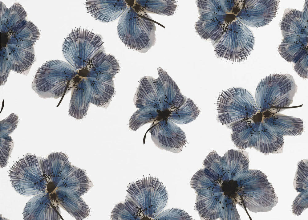 Marineblauer Blumenmix | Leinwand