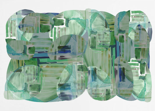 Green Cluster of Abstract Shapes 1 | Canvas