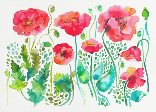 Red Spring Poppies Meadow | Poster