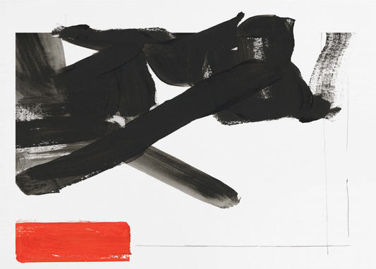 Zen Brushwork With Red Block 1 | Canvas