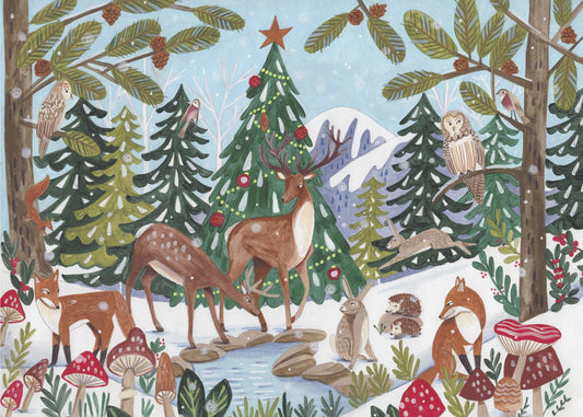 Tierische Winterszene | Poster