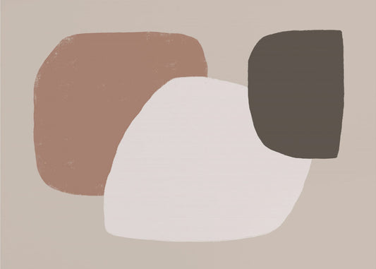 Geometrische Formen in Braun, Weiß und Schwarz | Leinwand