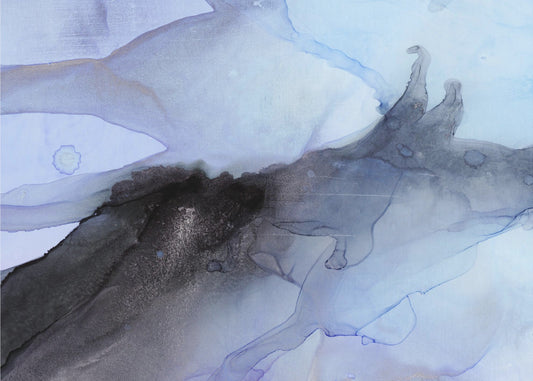 Flüssige blaue und schwarze Tintentexturen | Leinwand