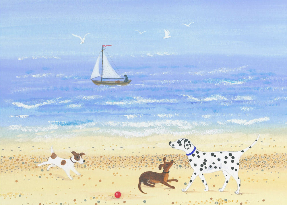 Hund spielt am Strand | Poster