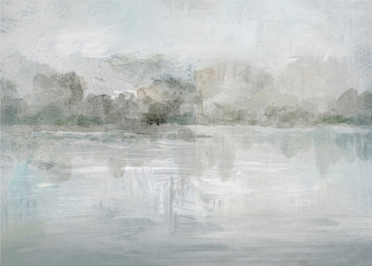 Ein ruhiger, nebliger See | Hintergrundbild