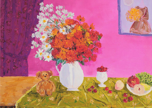 Vase mit leuchtenden Blumen | Leinwand